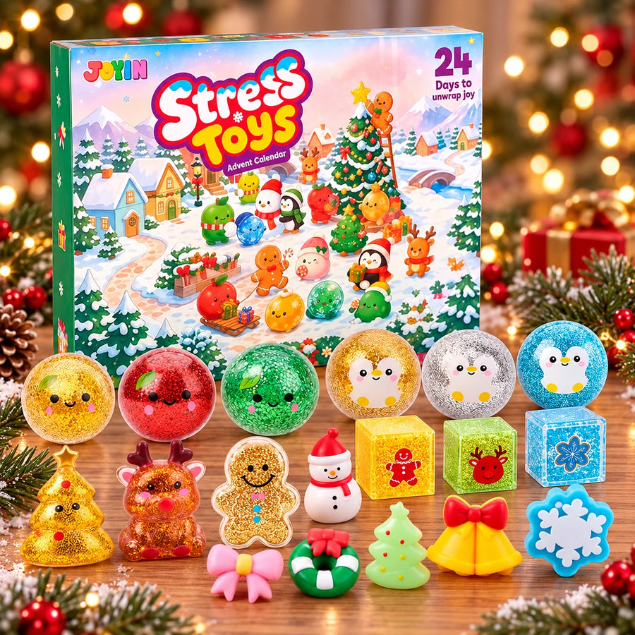 Glitter squeeze balls, snowflakes and festive friends